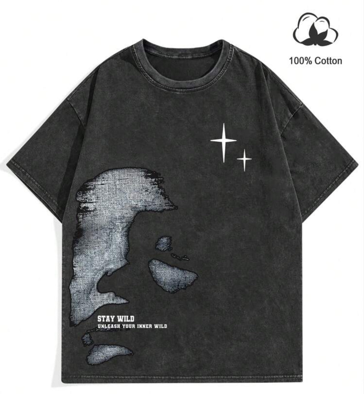 Stay Wild Faded Face Black Tee (Men’s)