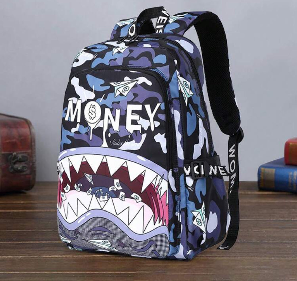 Blue Money Shark BookBag
